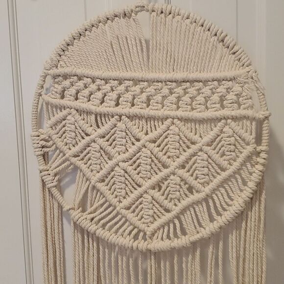 BOHEMIAN MACRAME WALL HANGING ART DREAM CATCHER BOJO CREAM NATURAL HOME DECOR - Picture 2 of 4